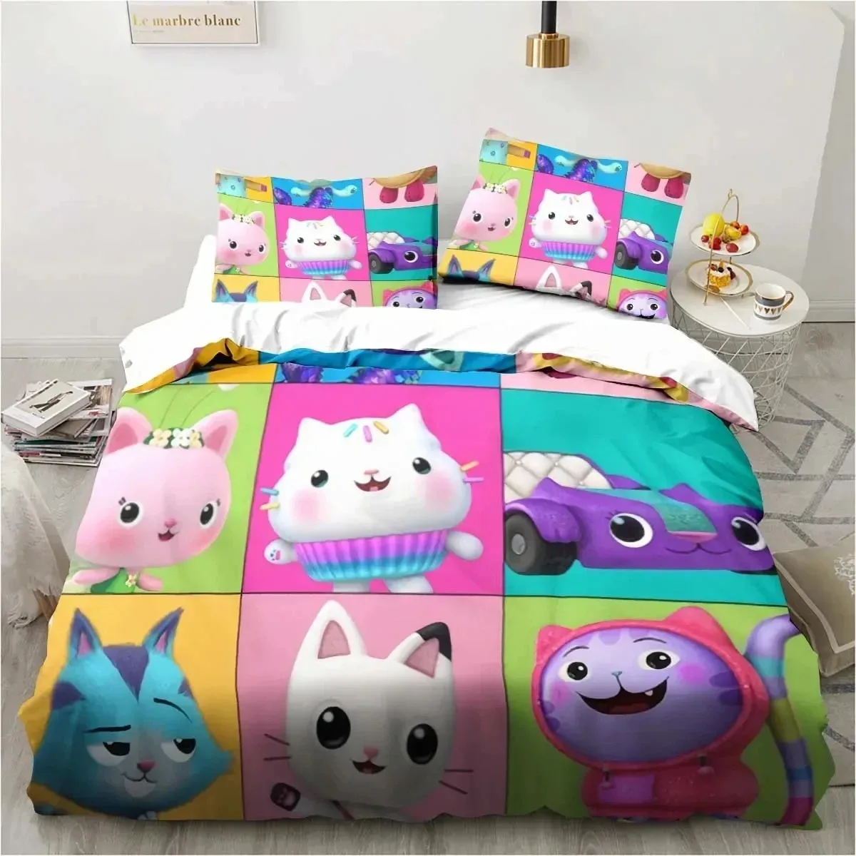 cartoon gabbys dollhouse bedding set duvet cover bed set quilt cover pillowcase comforter king queen size boys adult bedding set cartoon gabbys dollhouse bedding set duvet cover bed set quilt cover pillowcase comforter king queen size boys adult bedding set