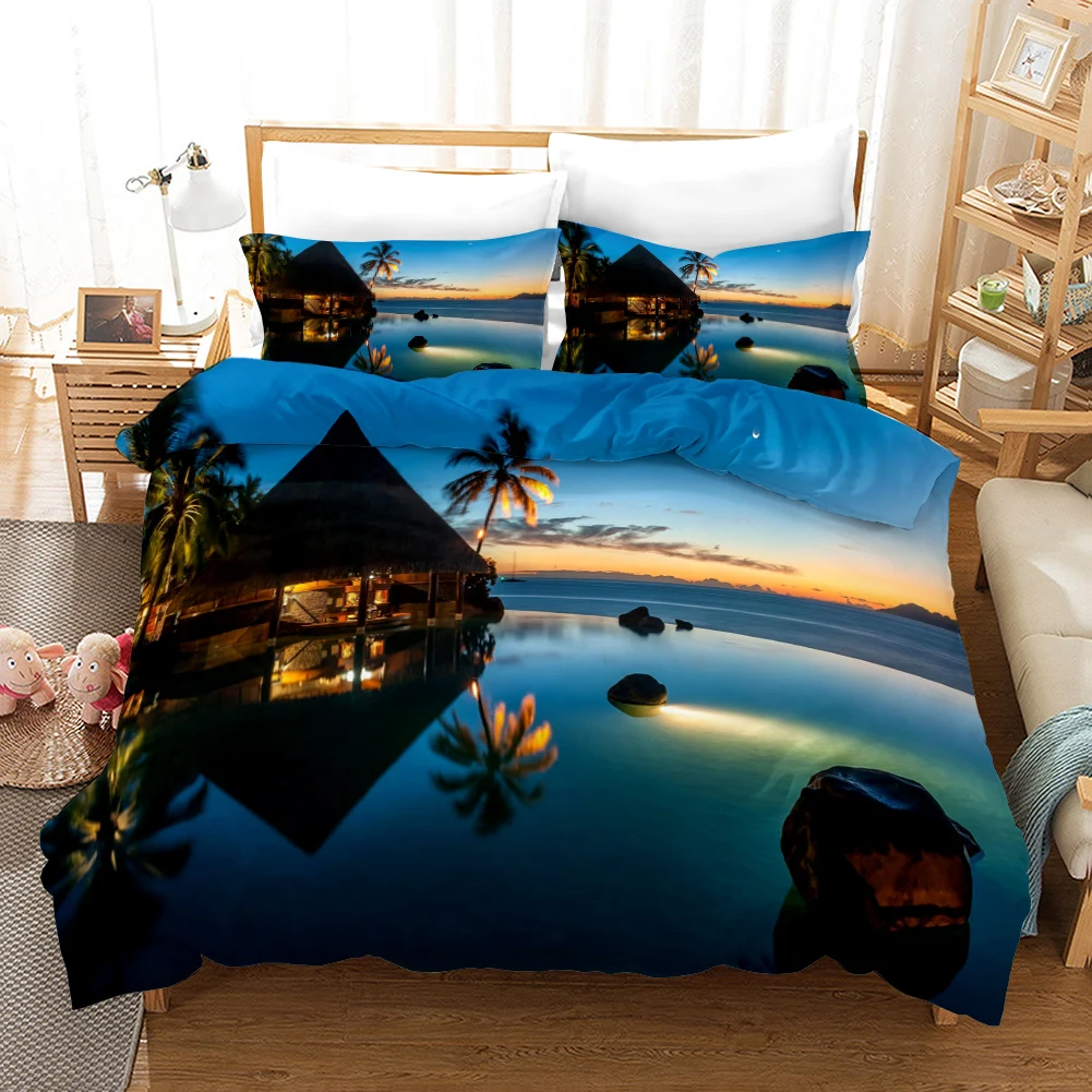 beach duvet cover set polyester tropical island with the palm tree and sea beach nature theme double queen king size quilt cover beach duvet cover set polyester tropical island with the palm tree and sea beach nature theme double queen king size quilt cover
