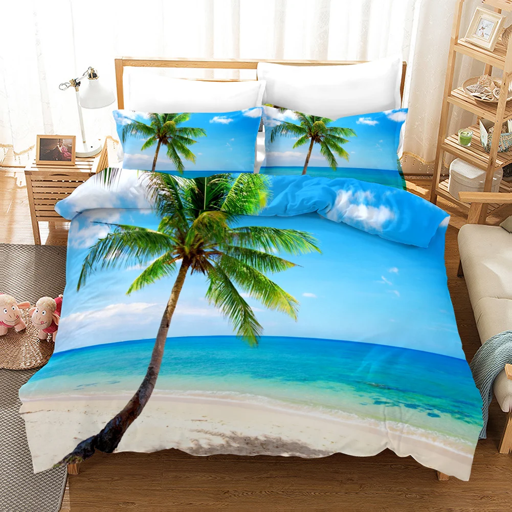 beach duvet cover set polyester tropical island with the palm tree and sea beach nature theme double queen king size quilt cover beach duvet cover set polyester tropical island with the palm tree and sea beach nature theme double queen king size quilt cover