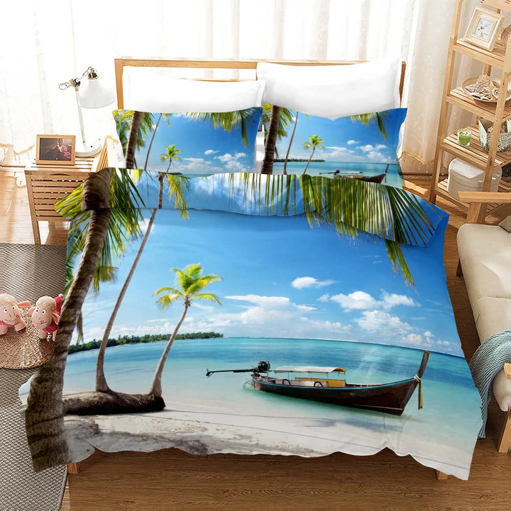 beach duvet cover set polyester tropical island with the palm tree and sea beach nature theme double queen king size quilt cover beach duvet cover set polyester tropical island with the palm tree and sea beach nature theme double queen king size quilt cover
