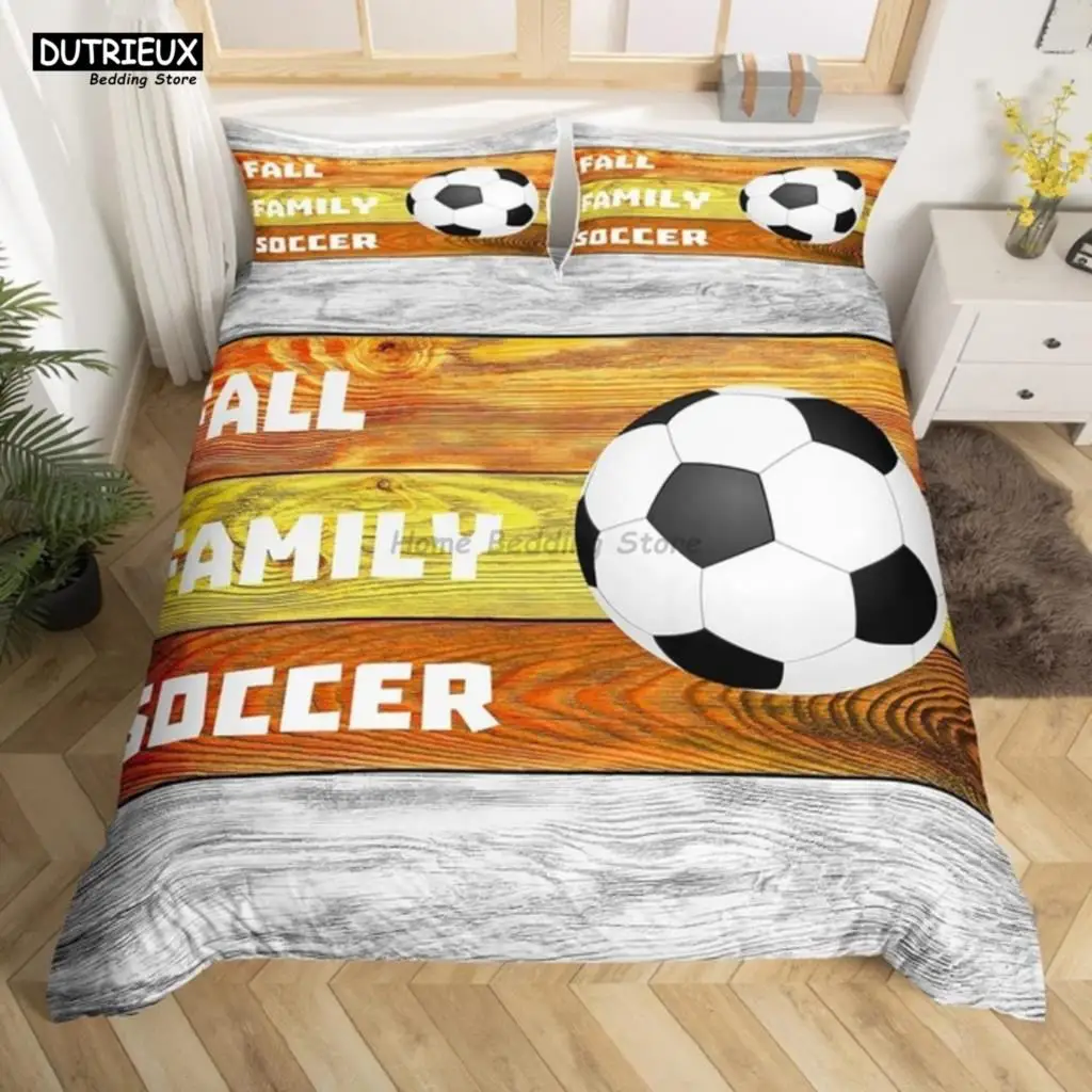 white black football themed bedding set with soccer duvet cover, ideal for boys & teens great gift option white black football themed bedding set with soccer duvet cover, ideal for boys & teens great gift option