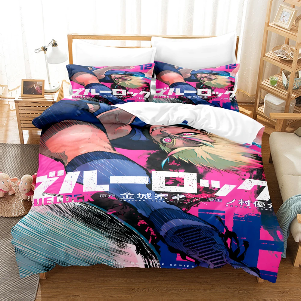 blue lock bedding set hot anime duvet cover set king queen twin double size comforter cover set for teens and boys anime lover blue lock bedding set hot anime duvet cover set king queen twin double size comforter cover set for teens and boys anime lover