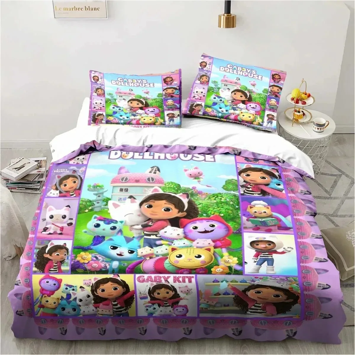 cartoon gabbys dollhouse bedding set duvet cover bed set quilt cover pillowcase comforter king queen size boys adult bedding set cartoon gabbys dollhouse bedding set duvet cover bed set quilt cover pillowcase comforter king queen size boys adult bedding set
