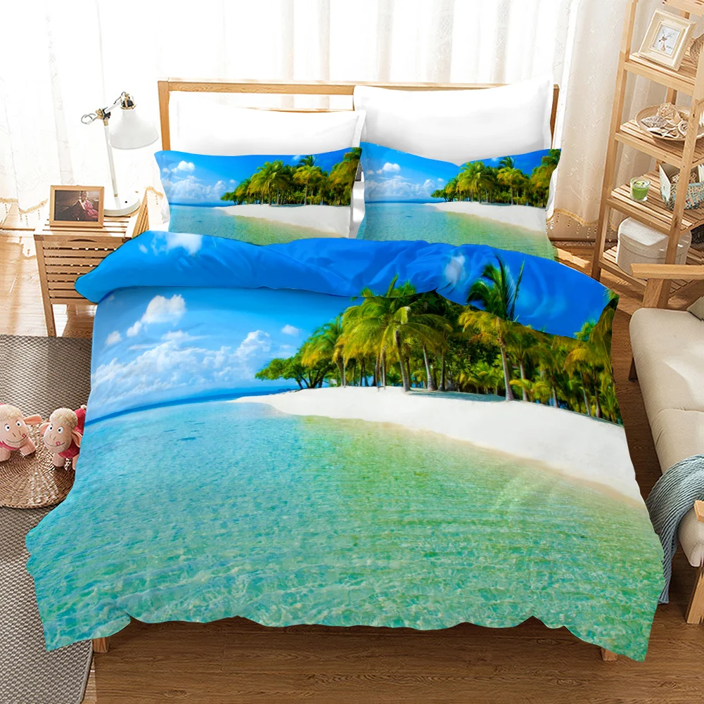 beach duvet cover set polyester tropical island with the palm tree and sea beach nature theme double queen king size quilt cover beach duvet cover set polyester tropical island with the palm tree and sea beach nature theme double queen king size quilt cover