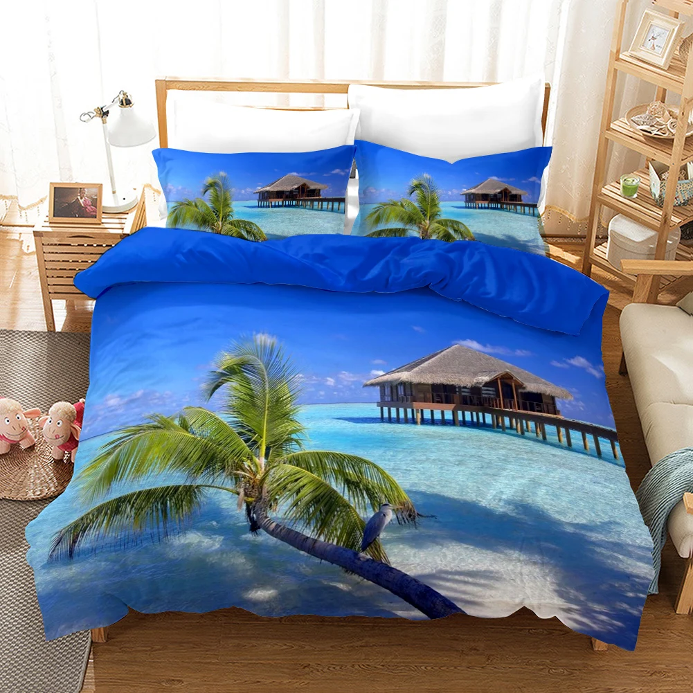beach duvet cover set polyester tropical island with the palm tree and sea beach nature theme double queen king size quilt cover beach duvet cover set polyester tropical island with the palm tree and sea beach nature theme double queen king size quilt cover
