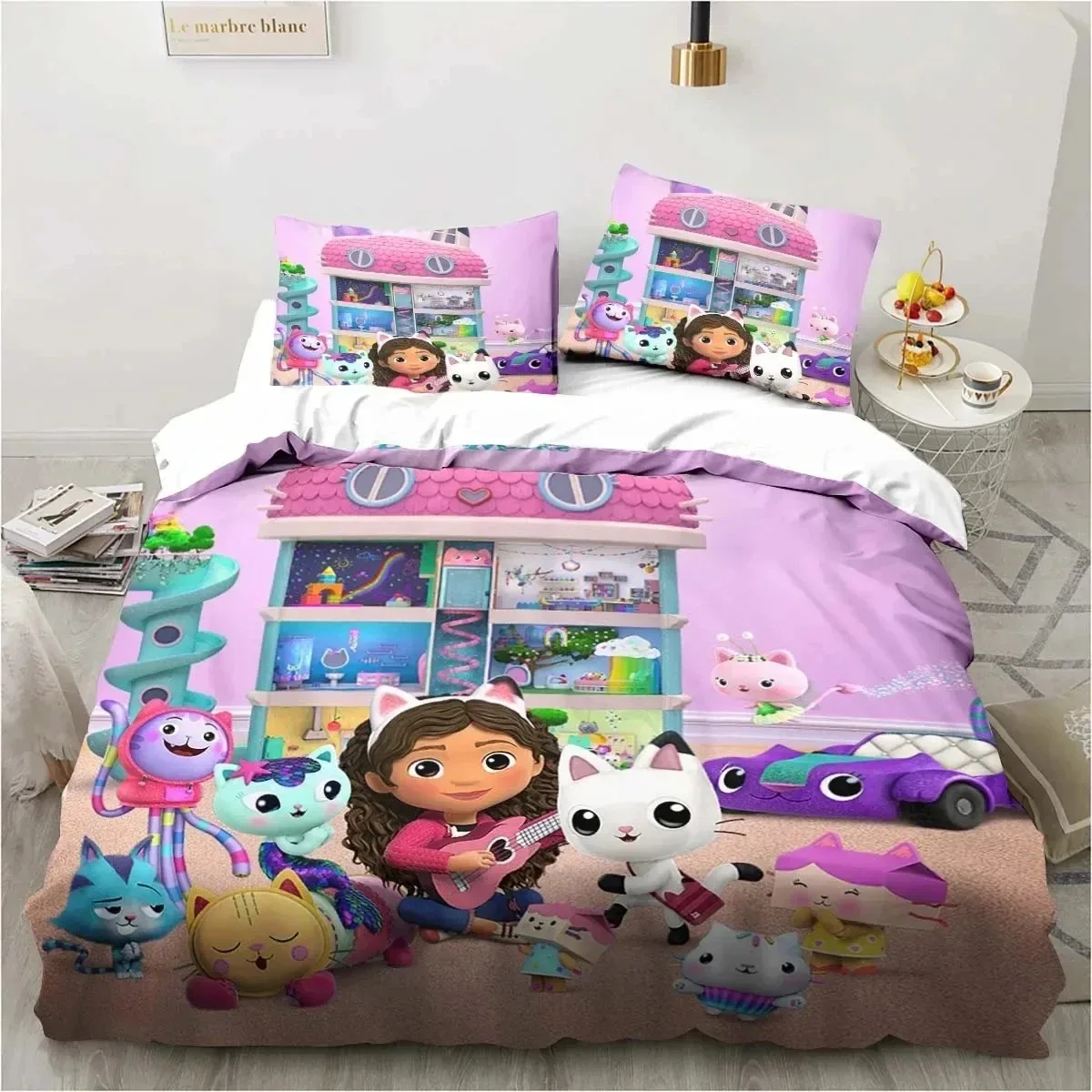 cartoon gabbys dollhouse bedding set duvet cover bed set quilt cover pillowcase comforter king queen size boys adult bedding set cartoon gabbys dollhouse bedding set duvet cover bed set quilt cover pillowcase comforter king queen size boys adult bedding set