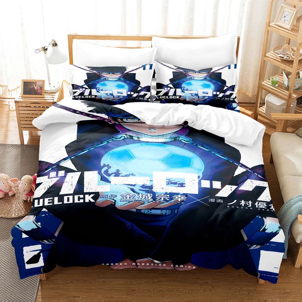 blue lock bedding set hot anime duvet cover set king queen twin double size comforter cover set for teens and boys anime lover blue lock bedding set hot anime duvet cover set king queen twin double size comforter cover set for teens and boys anime lover