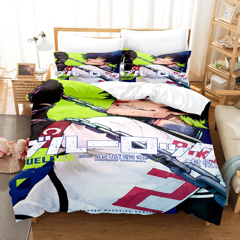 blue lock bedding set hot anime duvet cover set king queen twin double size comforter cover set for teens and boys anime lover blue lock bedding set hot anime duvet cover set king queen twin double size comforter cover set for teens and boys anime lover