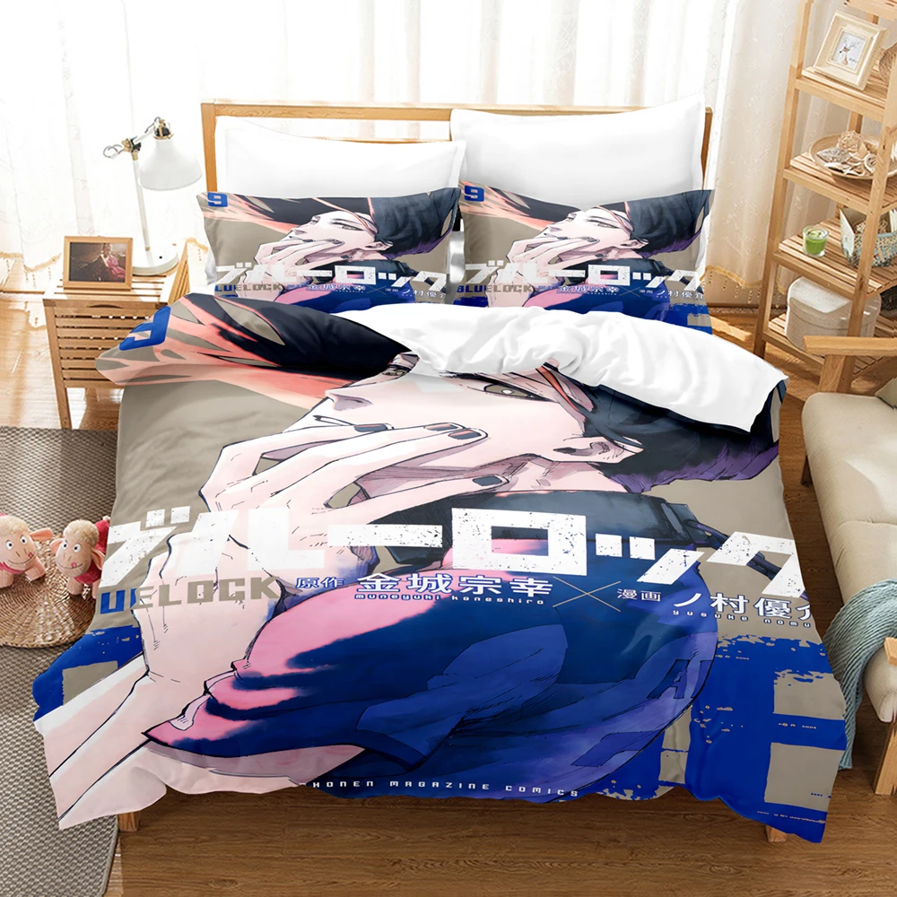 blue lock bedding set hot anime duvet cover set king queen twin double size comforter cover set for teens and boys anime lover blue lock bedding set hot anime duvet cover set king queen twin double size comforter cover set for teens and boys anime lover