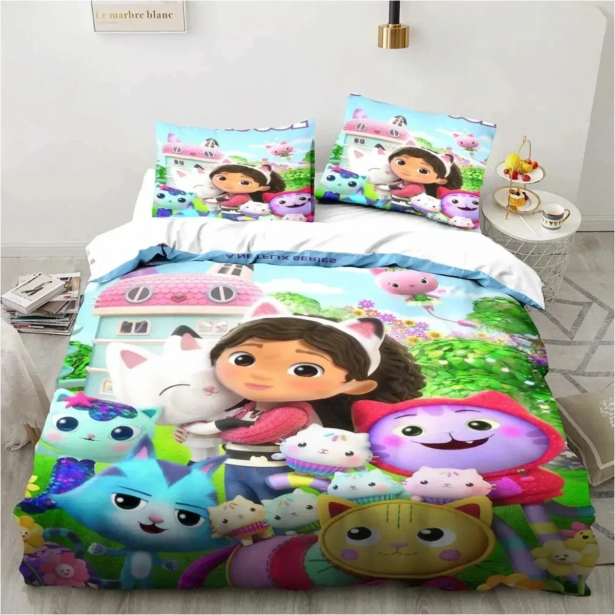 cartoon gabbys dollhouse bedding set duvet cover bed set quilt cover pillowcase comforter king queen size boys adult bedding set cartoon gabbys dollhouse bedding set duvet cover bed set quilt cover pillowcase comforter king queen size boys adult bedding set