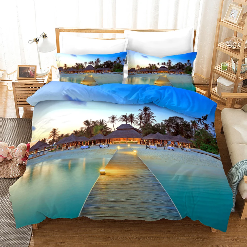 beach duvet cover set polyester tropical island with the palm tree and sea beach nature theme double queen king size quilt cover beach duvet cover set polyester tropical island with the palm tree and sea beach nature theme double queen king size quilt cover