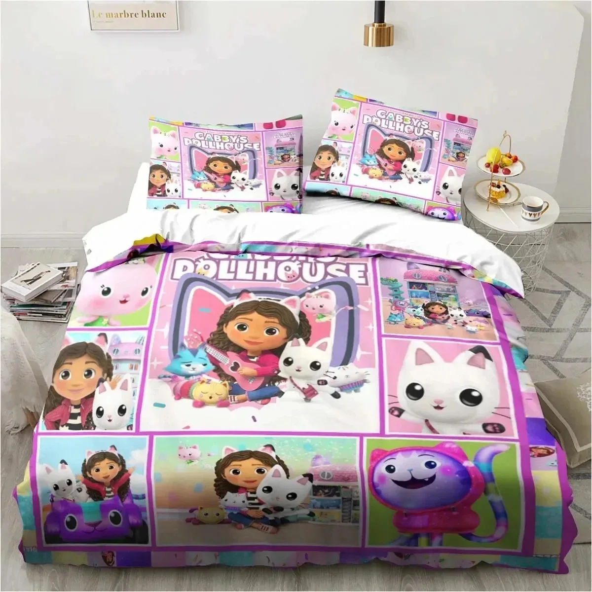 cartoon gabbys dollhouse bedding set duvet cover bed set quilt cover pillowcase comforter king queen size boys adult bedding set cartoon gabbys dollhouse bedding set duvet cover bed set quilt cover pillowcase comforter king queen size boys adult bedding set