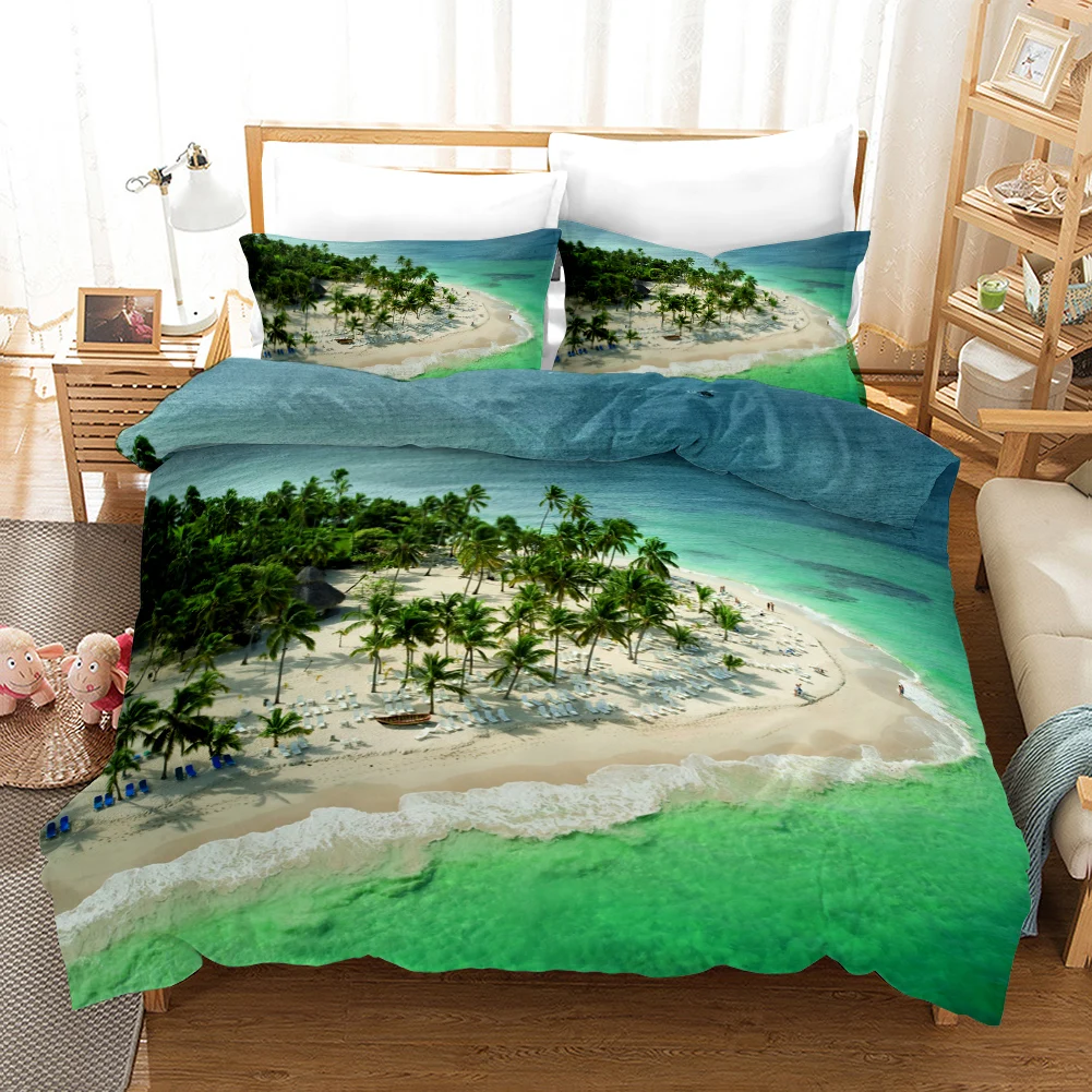 beach duvet cover set polyester tropical island with the palm tree and sea beach nature theme double queen king size quilt cover beach duvet cover set polyester tropical island with the palm tree and sea beach nature theme double queen king size quilt cover