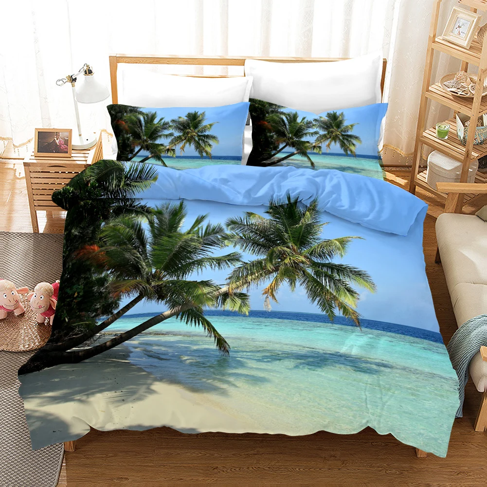 beach duvet cover set polyester tropical island with the palm tree and sea beach nature theme double queen king size quilt cover beach duvet cover set polyester tropical island with the palm tree and sea beach nature theme double queen king size quilt cover