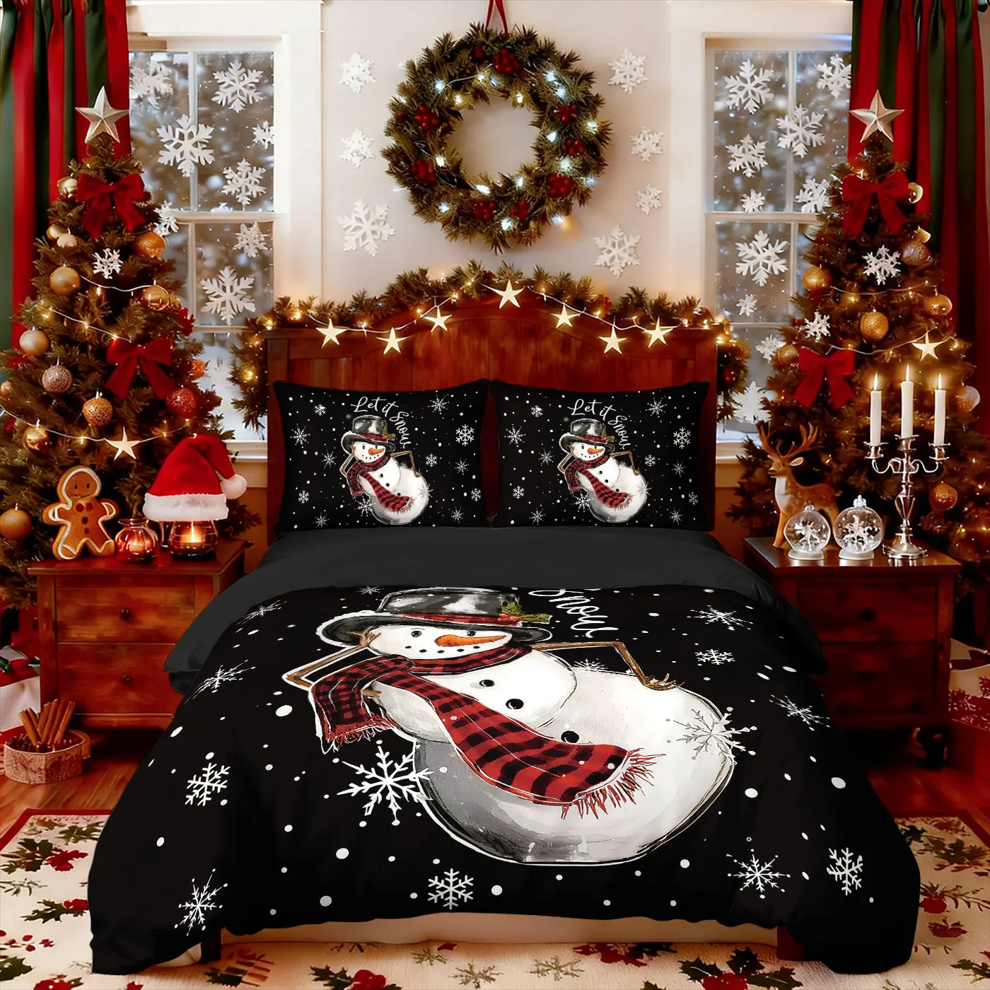 3pcs merry christmas cartoon snowman printed chipless bedding set multi size bedroom bedding holiday decoration machine washable 3pcs merry christmas cartoon snowman printed chipless bedding set multi size bedroom bedding holiday decoration machine washable