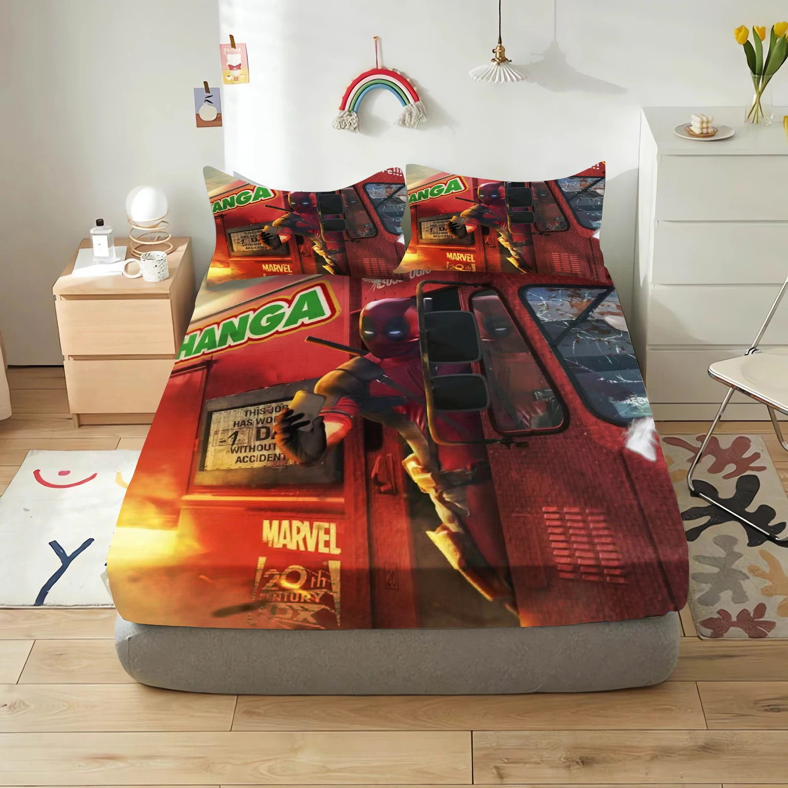 deadpool and wolverine cartoon fitted sheets anime printing children's bedroom pillowcase set polyester adult gift bedding deadpool and wolverine cartoon fitted sheets anime printing children's bedroom pillowcase set polyester adult gift bedding