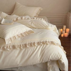 Accordion Pleated Lace Ruffled Bedding Bundle