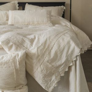 Esme French Linen Cotton Embroidered Floral Bedding Bundle