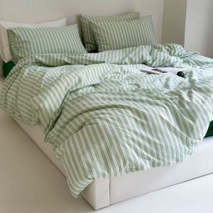 Refreshing Washed Cotton Stripe Bedding Bundle